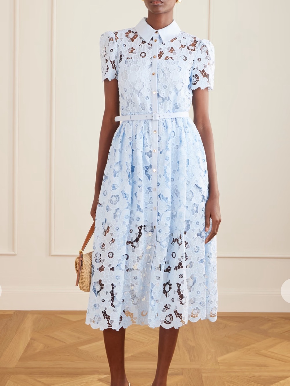 Self- Portrait Blue Lace Midi Dress- Size 4 - Picture 5 of 10